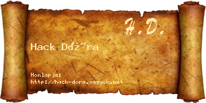 Hack Dóra névjegykártya